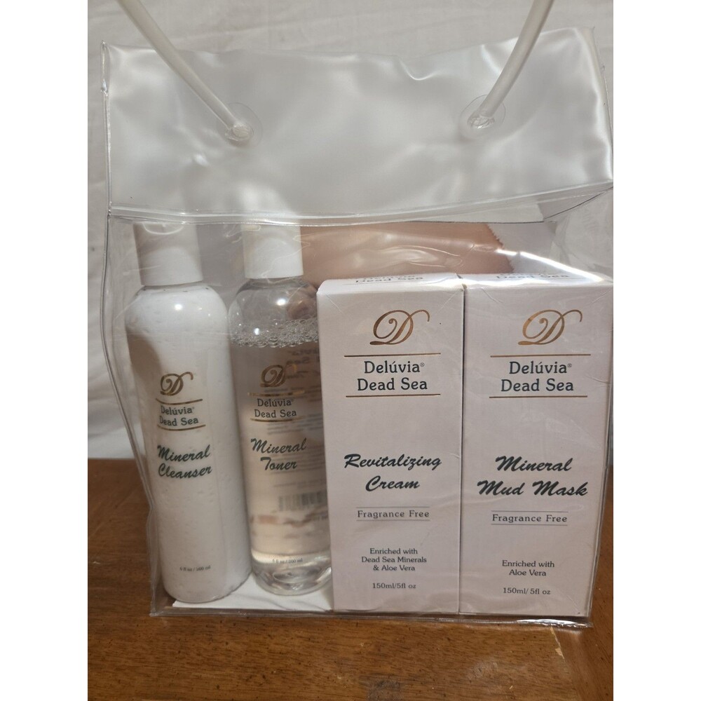 Deluvia Dead Sea Gift Set Mineral Mud Mask Revitalizing Cream Cleanser Toner